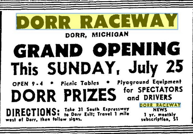 Dorr Raceway - July 1965 Ad